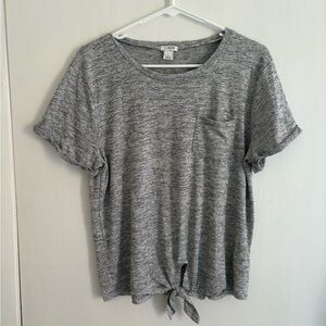 J. Crew Heathered Stripe Tie-Front Tee